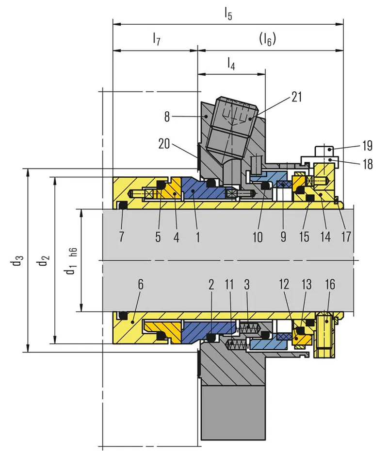 نقشه اجزاء مکانیکال سیل H-Brinker مدل Cartex Dual