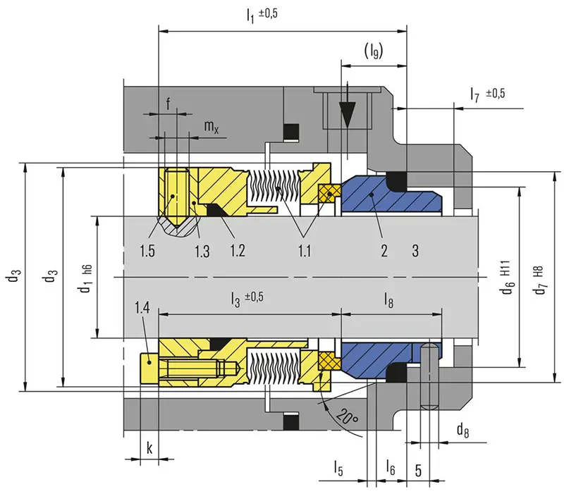 نقشه اجزاء مکانیکال سیل H-Brinker مدل Hbflct8
