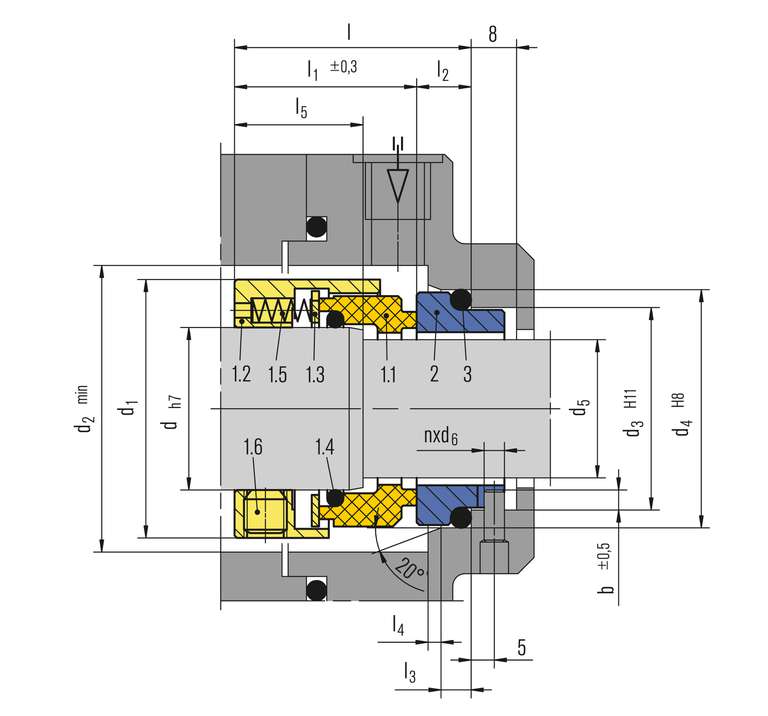 نقشه فنی مکانیکال سیل H-Brinker مدل Hb500
