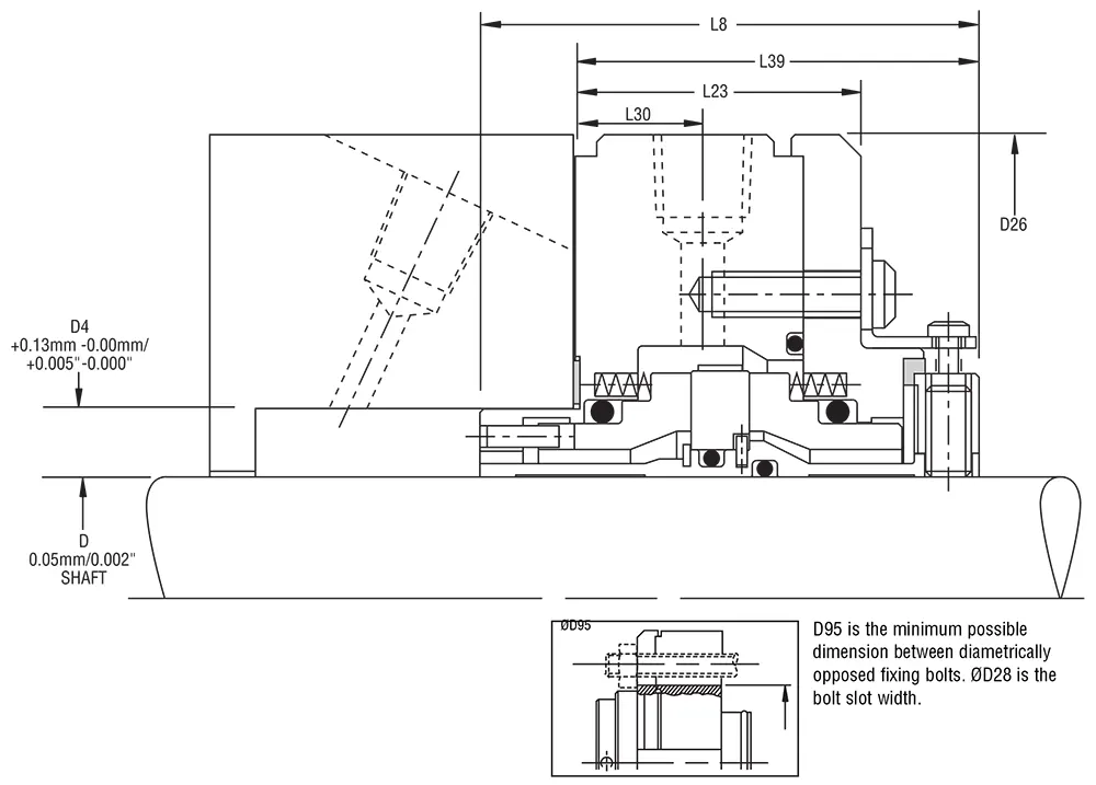 نقشه فنی مکانیکال سیل Iseal مدل IS2800E
