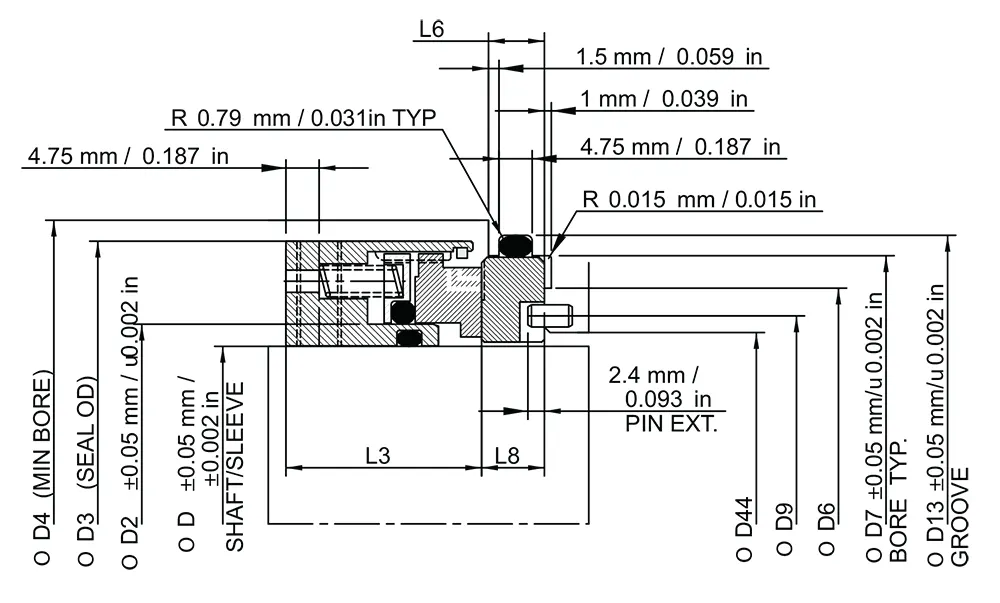 نقشه فنی مکانیکال سیل Iseal مدل IS28SC